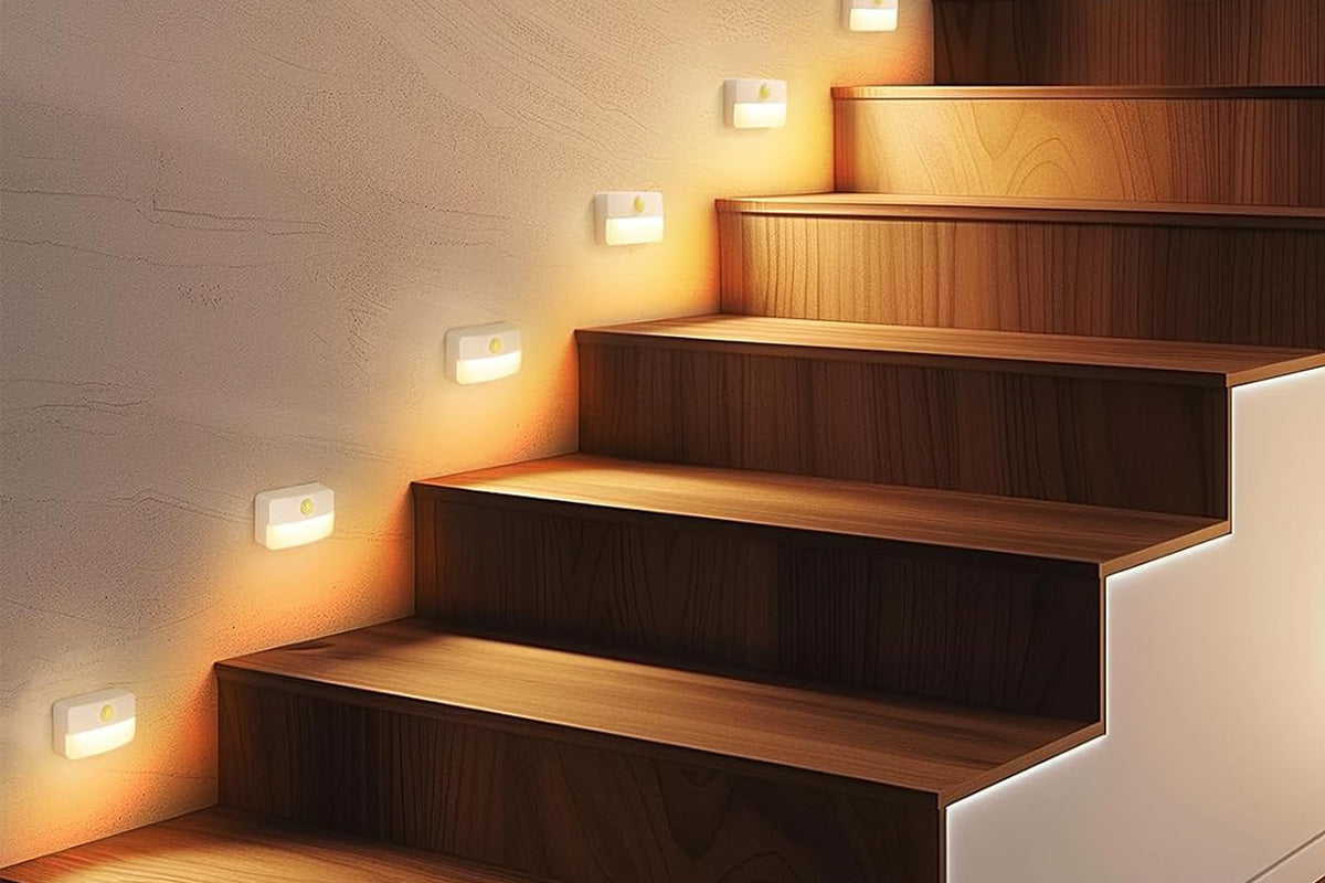 6Pcs Motion Sensor Stair Light Indoor Step Lights for Bedroom Under Cabinet Kitchen