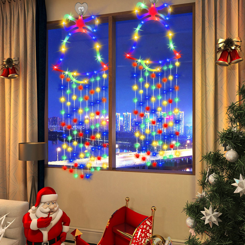 2Pcs Christmas Hanging Bell Light 8 Modes Colorful Bell Light Xmas New Year Decor