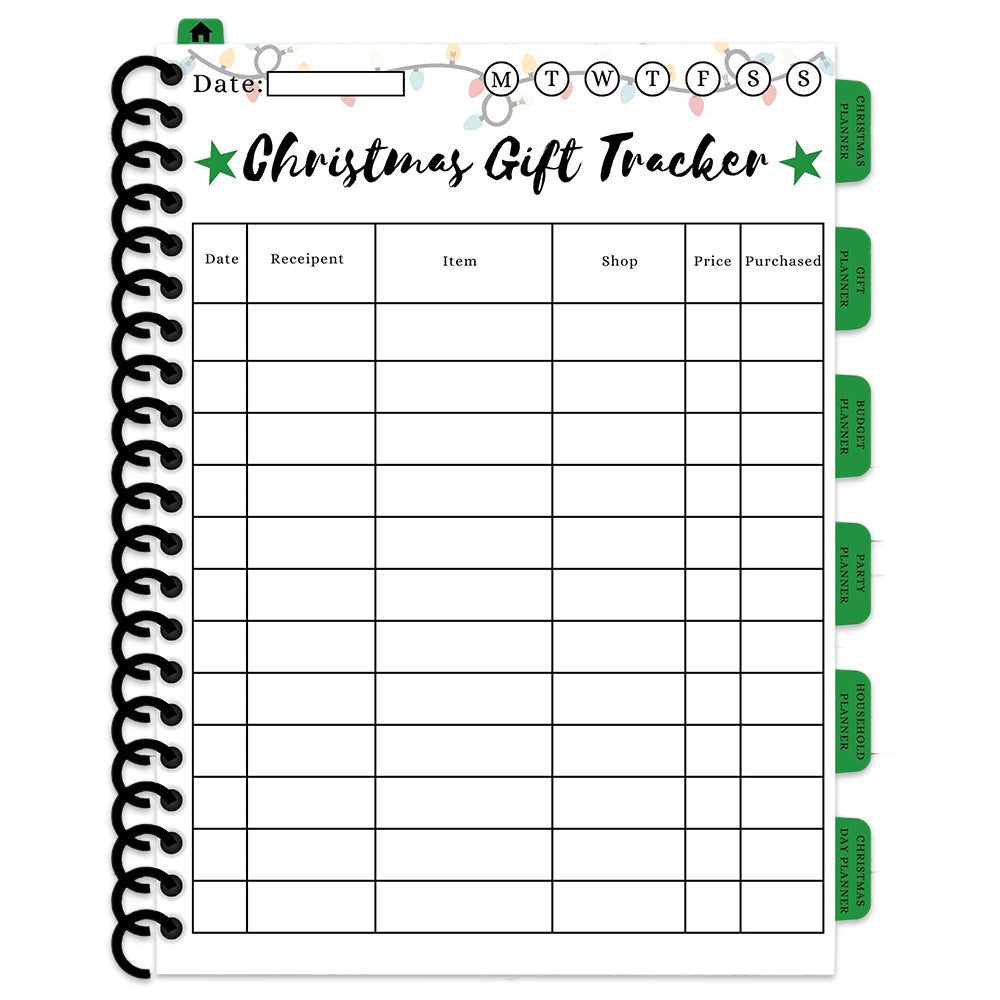 Christmas Planner with Holiday Shopping List Gift Planner Christmas to Do Planner