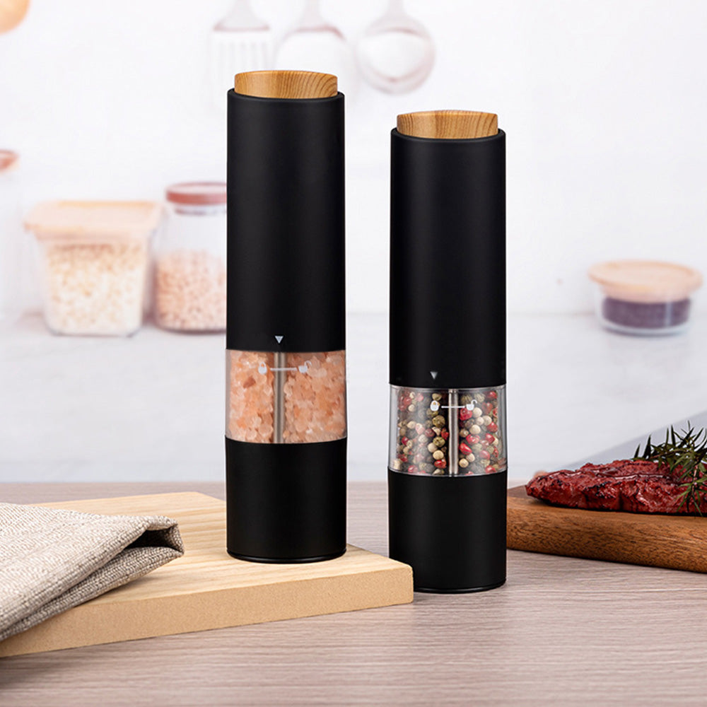 2PCS Electric Pepper Grinders ââ‚?LED Light & Adjustable Coarseness