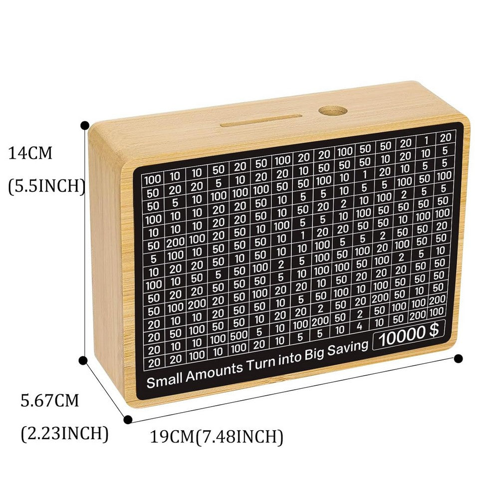 Wooden Money Saving Box Cash Vault Savings Box-Yellow