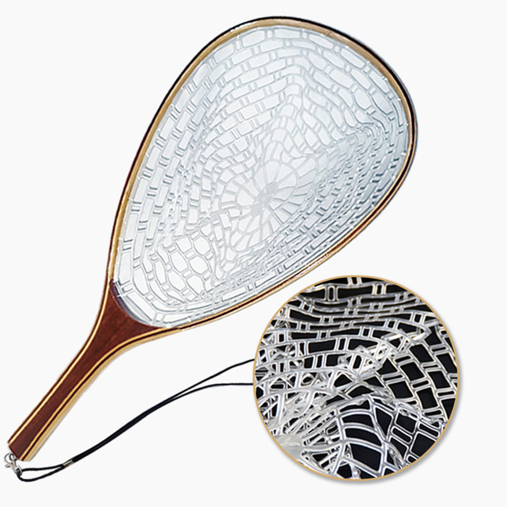 60CM Fly Fishing Landing Net Rubber Fish Catcher with Handle Frame Fishing Tool