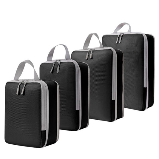 4Pcs Compression Packing Cubes Travel Luggage Storage Bags Organizers Black