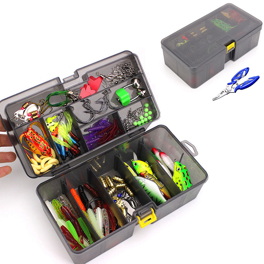 169PCS Fishing Lures Kit Set Two Layers Tackle Box With Fishing Baits Fishing Plier