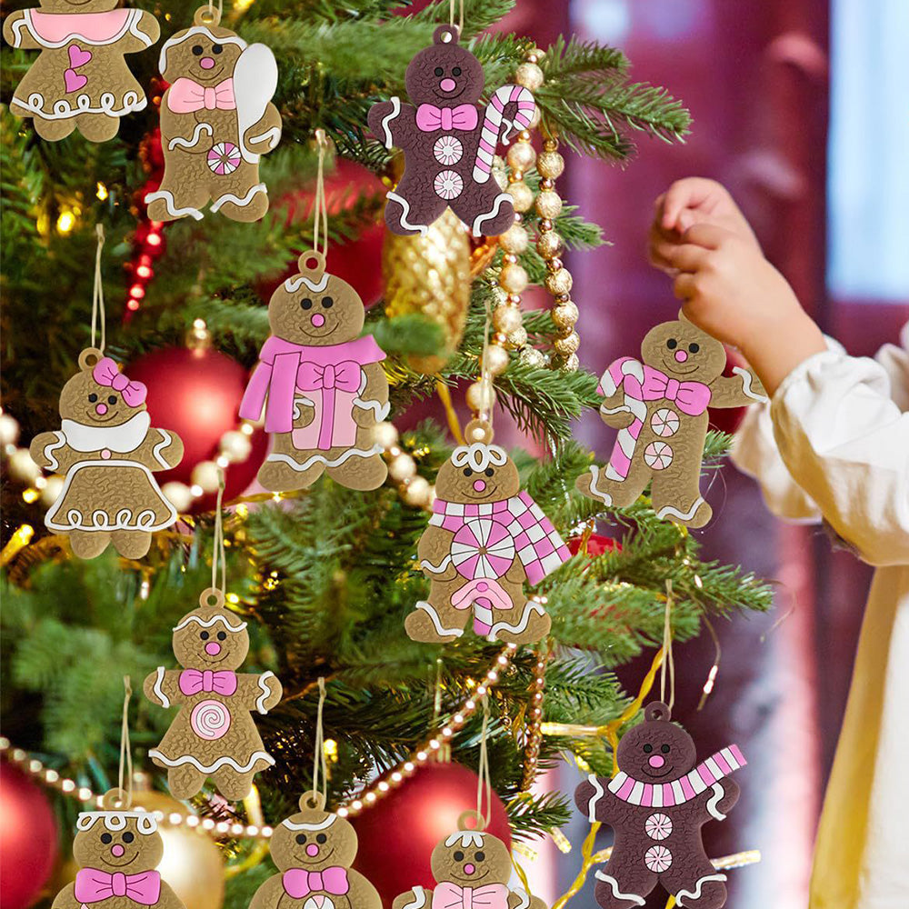 12PCS Gingerbread Man Christmas Decorations ¨C Hanging Pendants for Christmas Tree