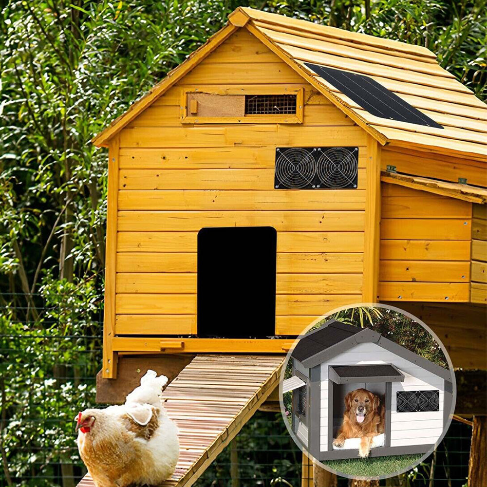 Portable Exhaust Fan Set Solar Panel Powered Ventilator Fan for Outdoor Pet House