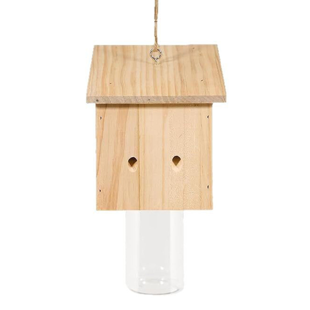 Wooden Bee Trap for Outside Hanging Wood Carpenter Bee Catcher with Removable Bottle Style 2