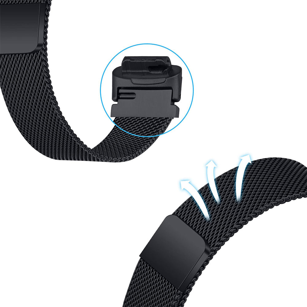 19.5cm Replacement Watch Band Adjustable Stainless Steel Watch Strap Compatible with Fitbit Inspire 3 Watch Black