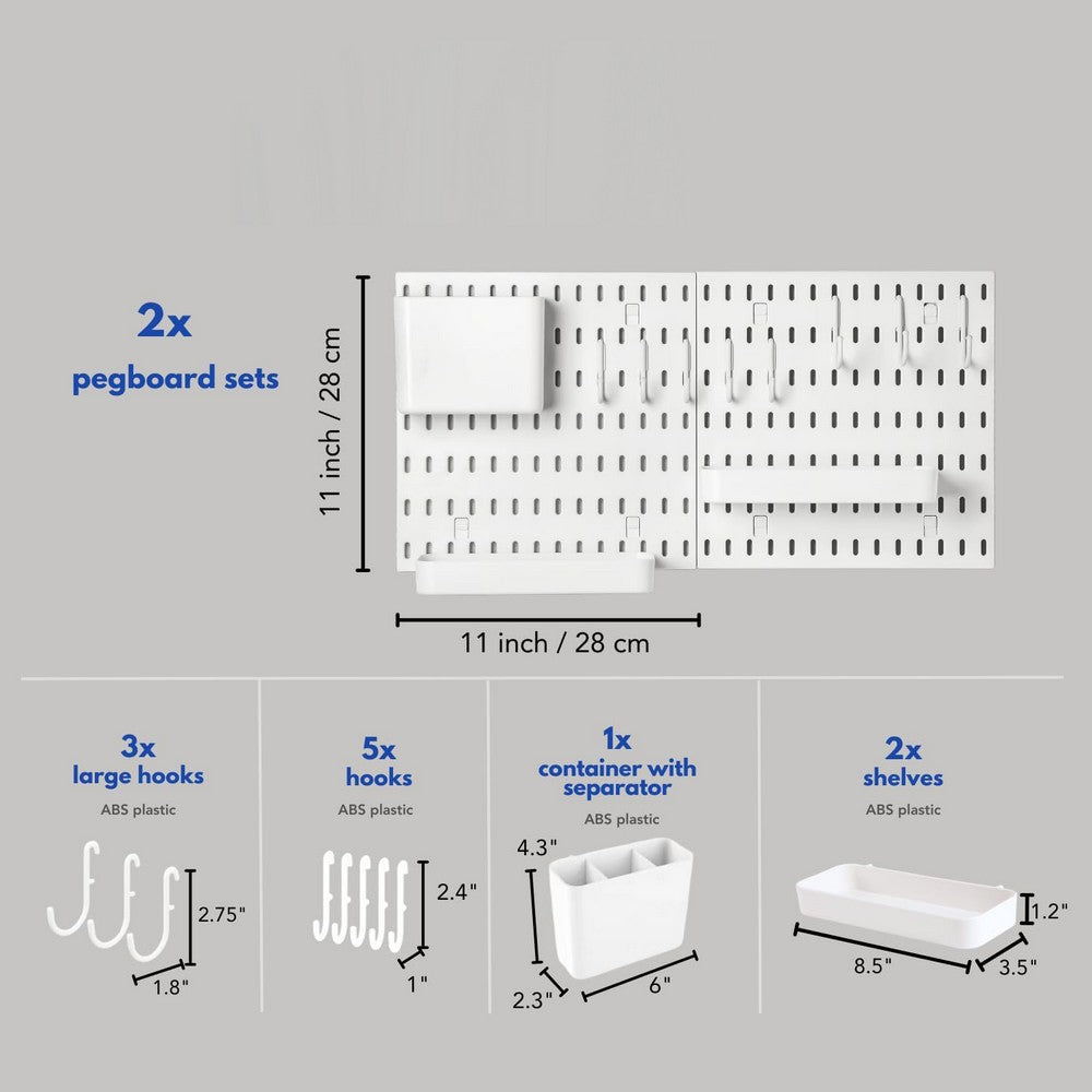 2Pcs Pegboard Combination Kit Pegboards and Accessories Modular Hanging for Organizer