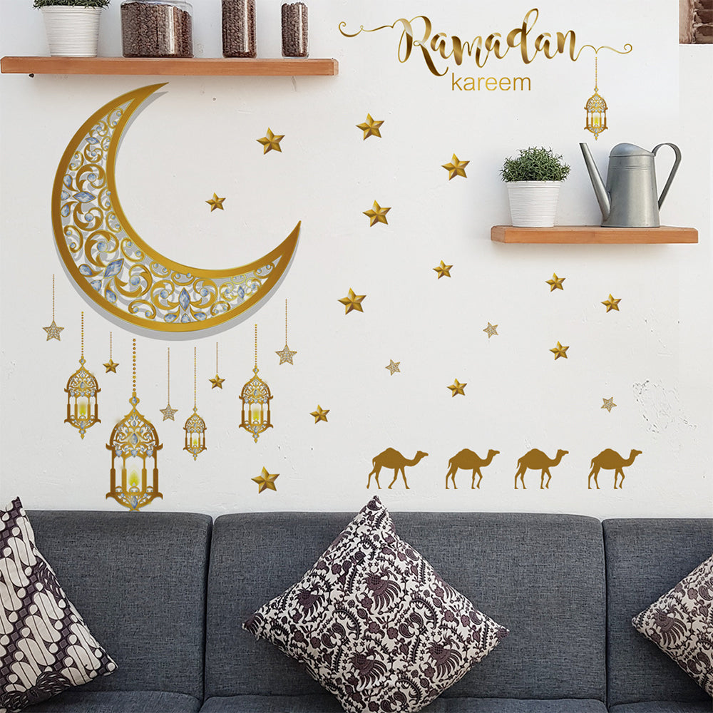 Set of Crescent Star Camel Lights Wall Sticker
