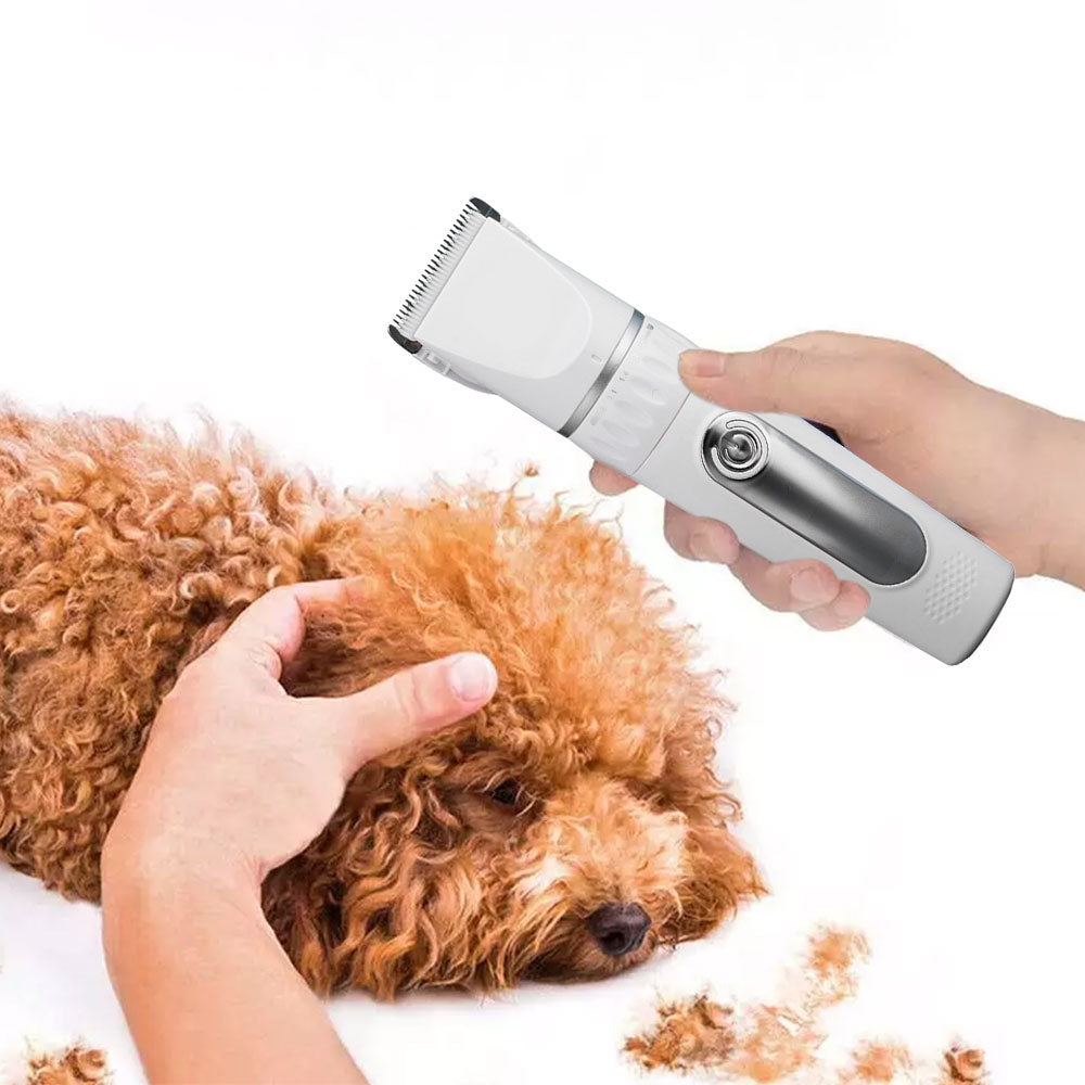 Electric Dog Cat Grooming Kit Cordless Pet Hair Shaver Scissors Clippers Trimmer White