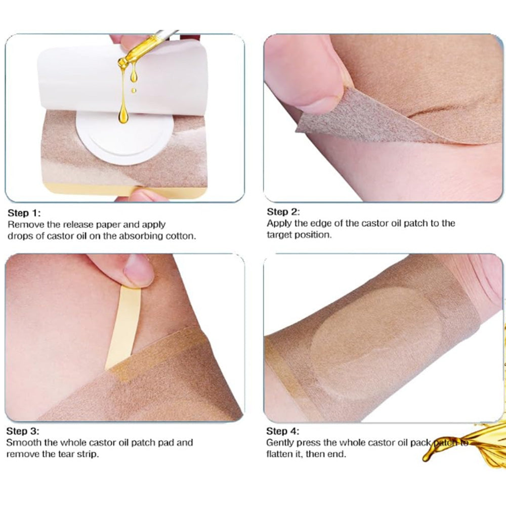 100PCS Disposable Castor Oil Patches Self-Adhesive Castor Oil Pack for Belly Button Waist Knee