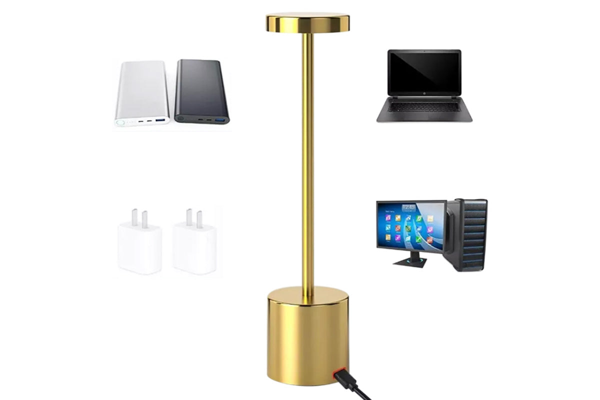 Cordless Table Lamp Portable Touch Sensor LED Desk Lamp Beside Night Light-Golden