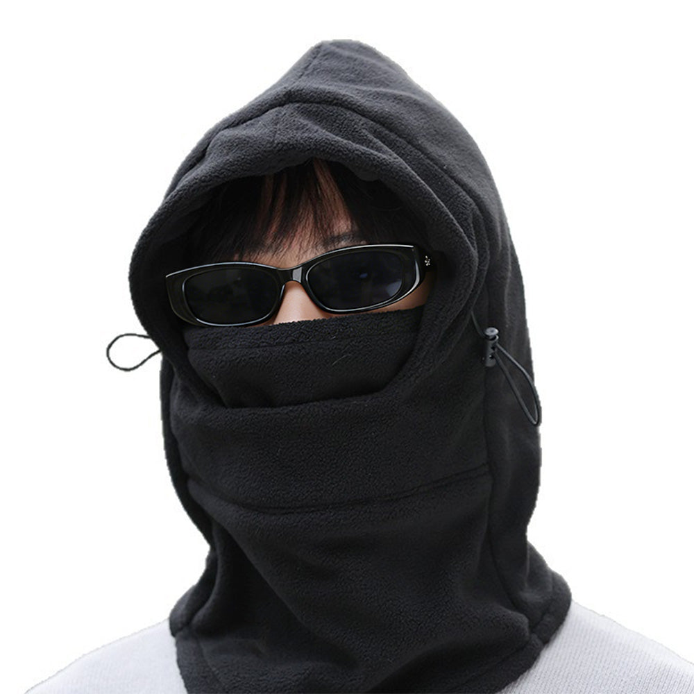 3-in-1 Winter Cycling Balaclava Thermal Fleece Face Mask-Black