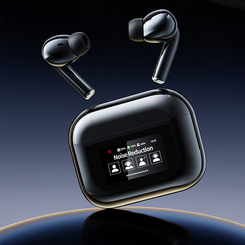 Wireless Bluetooth Earbuds with Multifunctional Touch Screen Charging Case Stereo Sound Headphones Black