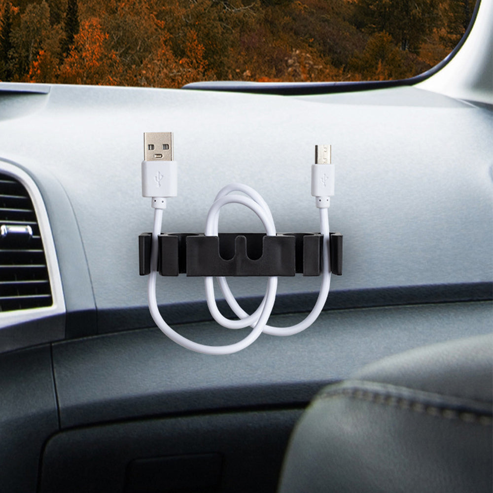 5Pcs Punching Free Black Cable Organizer Holder