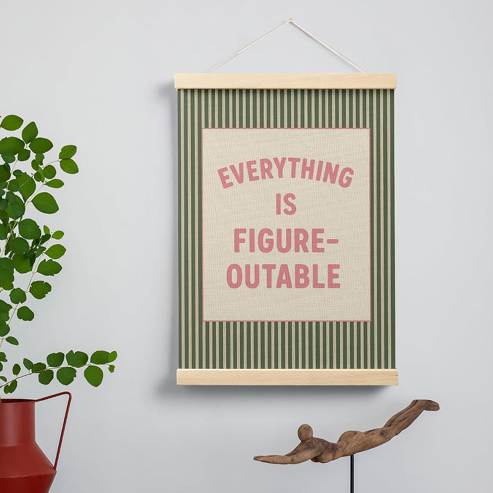 Inspirational Words Art Prints with Hanging Cord - Green
