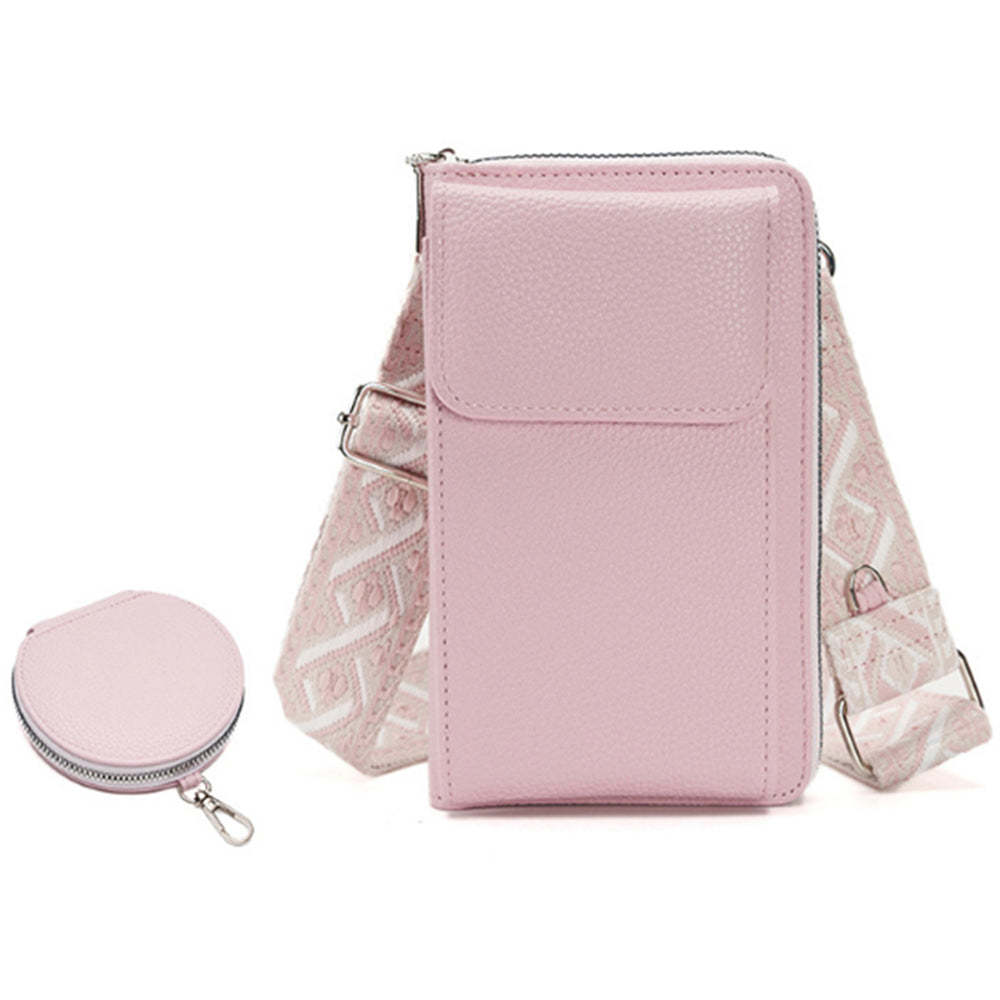 PU Leather Cell Phone Purse Women Small Crossbody Bags Cellphone Wallet Pink