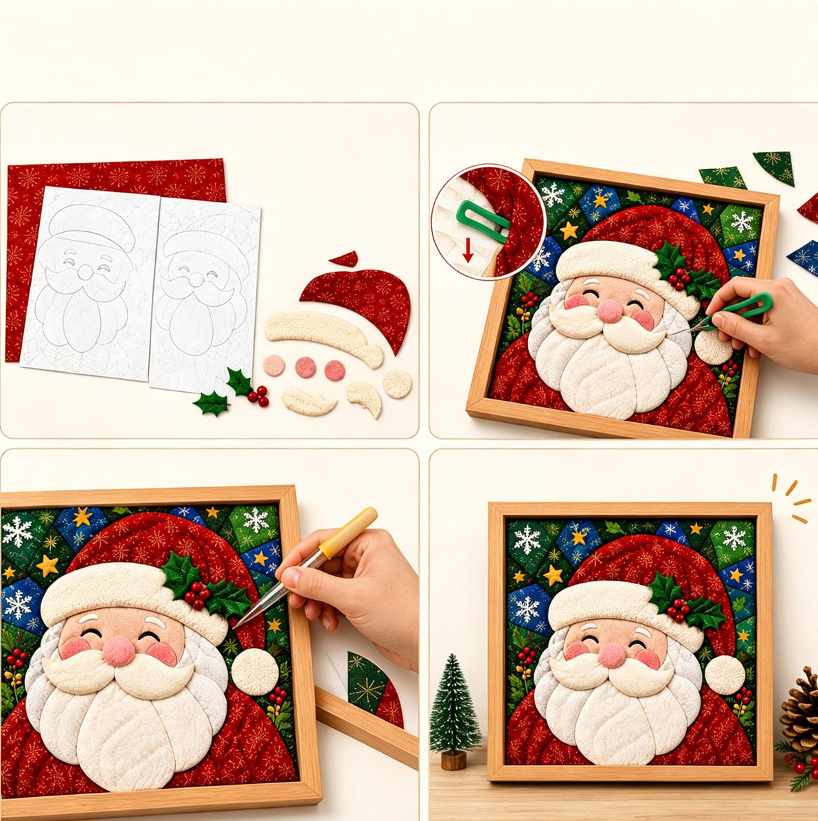 Fabric Poke Art Kit for Adults 3D Christmas Santa Claus DIY Craft - Santa