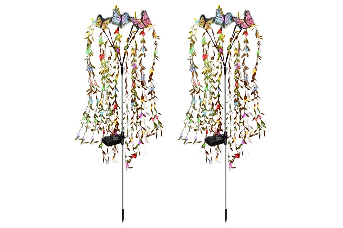 Solar Garden Lights 25LEDs Solar Power Butterfly Flower Lights Waterproof Swaying Tree for Outside Yard Pathway Patio Lawn