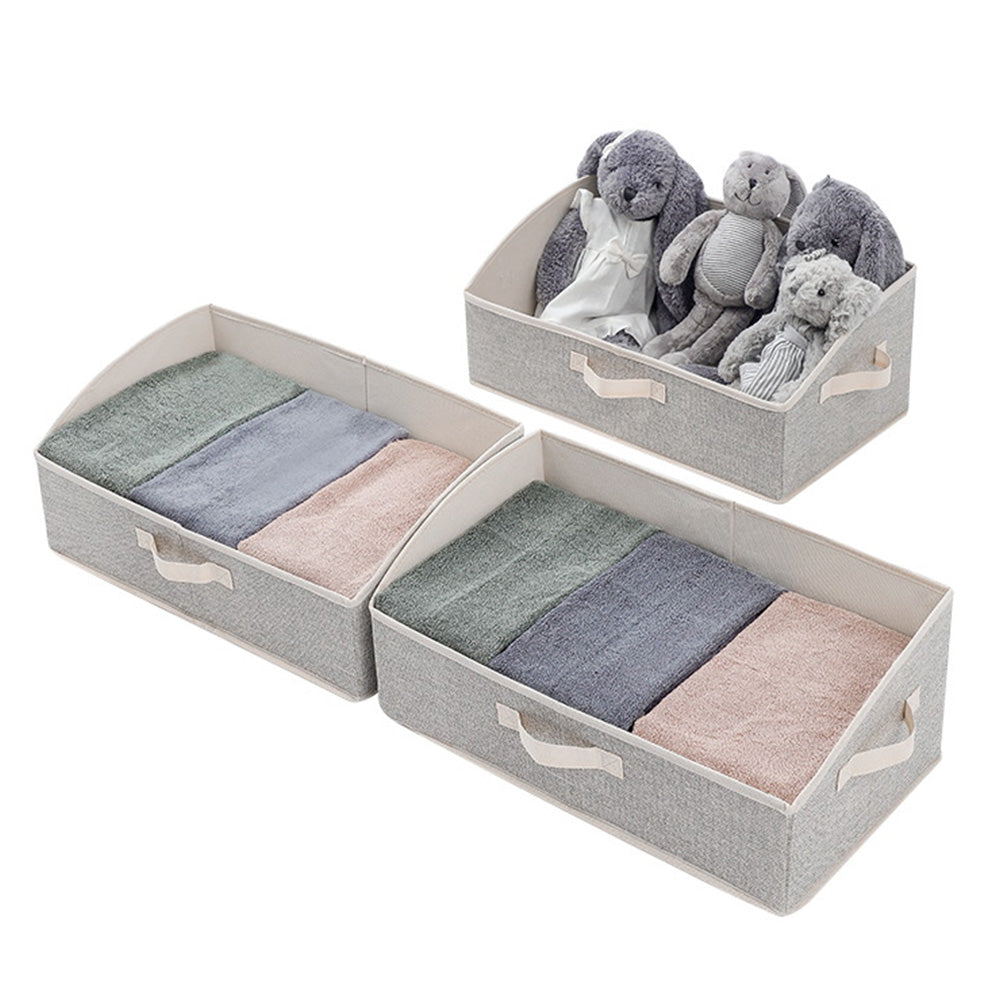 2Pcs  Storage Bin with Handles Large Capacity Closet Shelf Organizer for Clothes Blanket Hats Beige