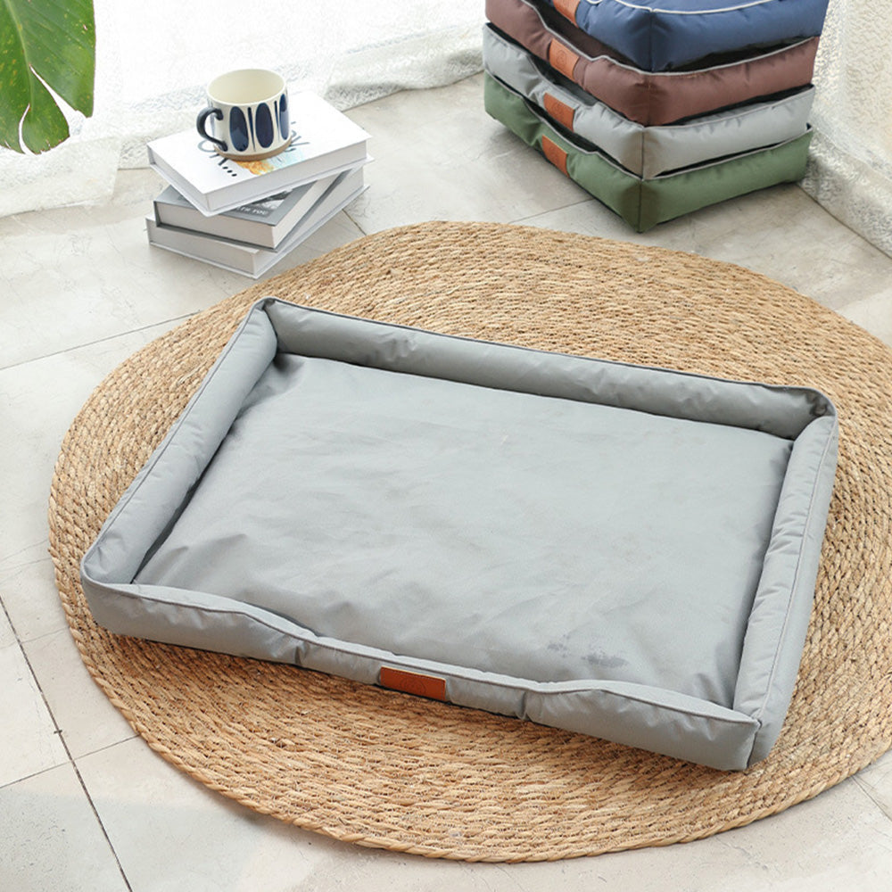 Square Raised Edge Oxford Fabric Sofa Pet Bed - Grey