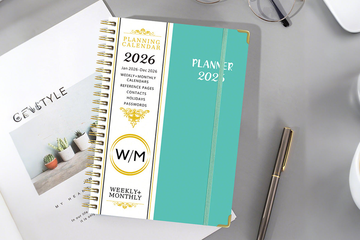 2026 Planner Weekly Monthly A5 Daily Organizer January to December Notebook -Cyan