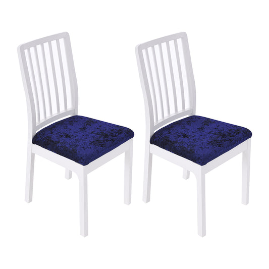 2Pcs Velvet Dining Chair Seat Covers Stretch Chair Seat Cushion Cover -Blue