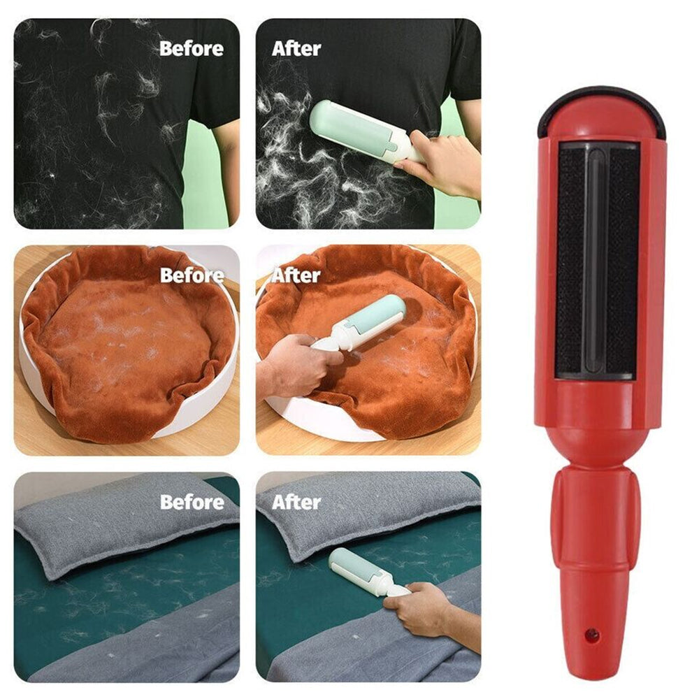 Pet Hair Remover Roller Reusable Pet Fur Remover for Couch Car Seat Carpet Bedding Clothing Red
