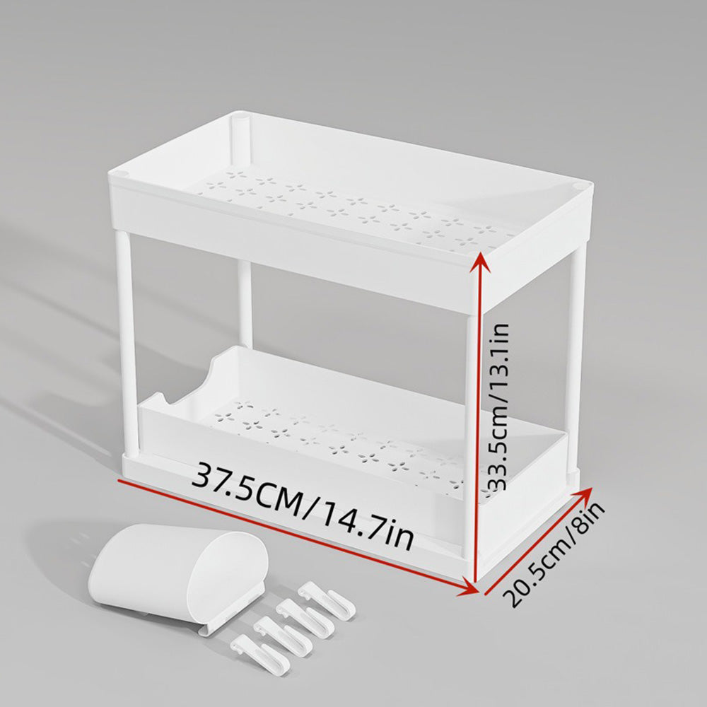 Multi-Purpose Pull-Out Storage Organizers Under Sink Organizers Rack for Bathroom Kitchen White