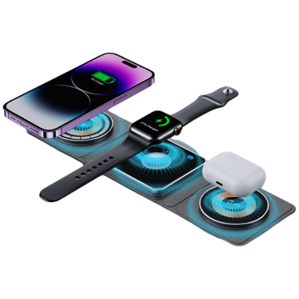 3-in-1 Magnetic Wireless Charger Foldable Fast Charging Station for Android Apple
