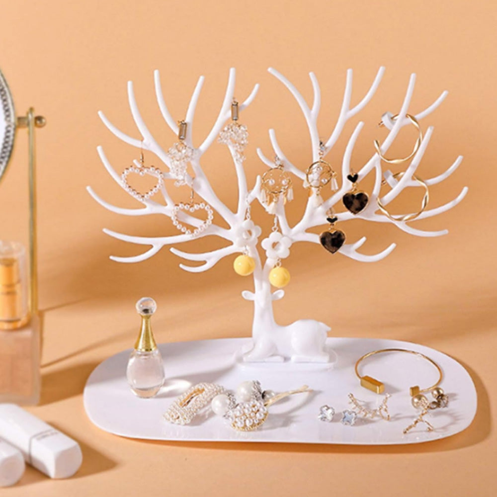 2Pcs Deer Tree Jewelry Display Organizer Necklace Earring Ring Stand Holder Show Rack