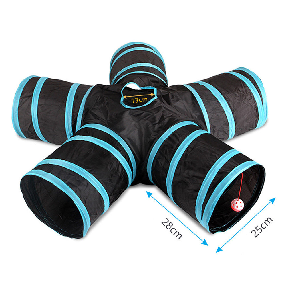 Collapsible Cat Tunnel Tube 5 Way Interactive Kitten Toys Cats Peek Hole