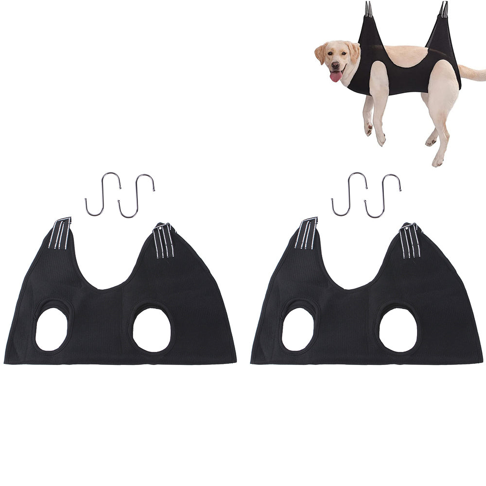 2Pcs Hammock Helper Pet Dog Cat Grooming Restraint Bags for Bathing Trimming Nail-Black