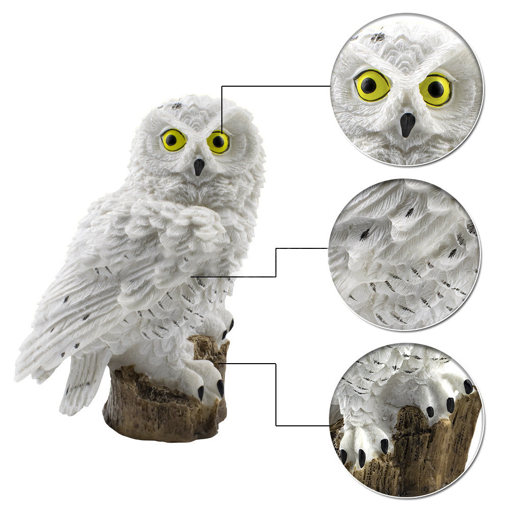 2pcs Owl Figure Solar LED Lights Resin Garden Waterproof Decorations with Stake for Outdoor Yard -White