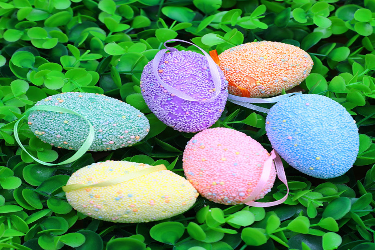 12 pcs Hanging Foam Easter Eggs Speckled Eggs Ornaments Decorative