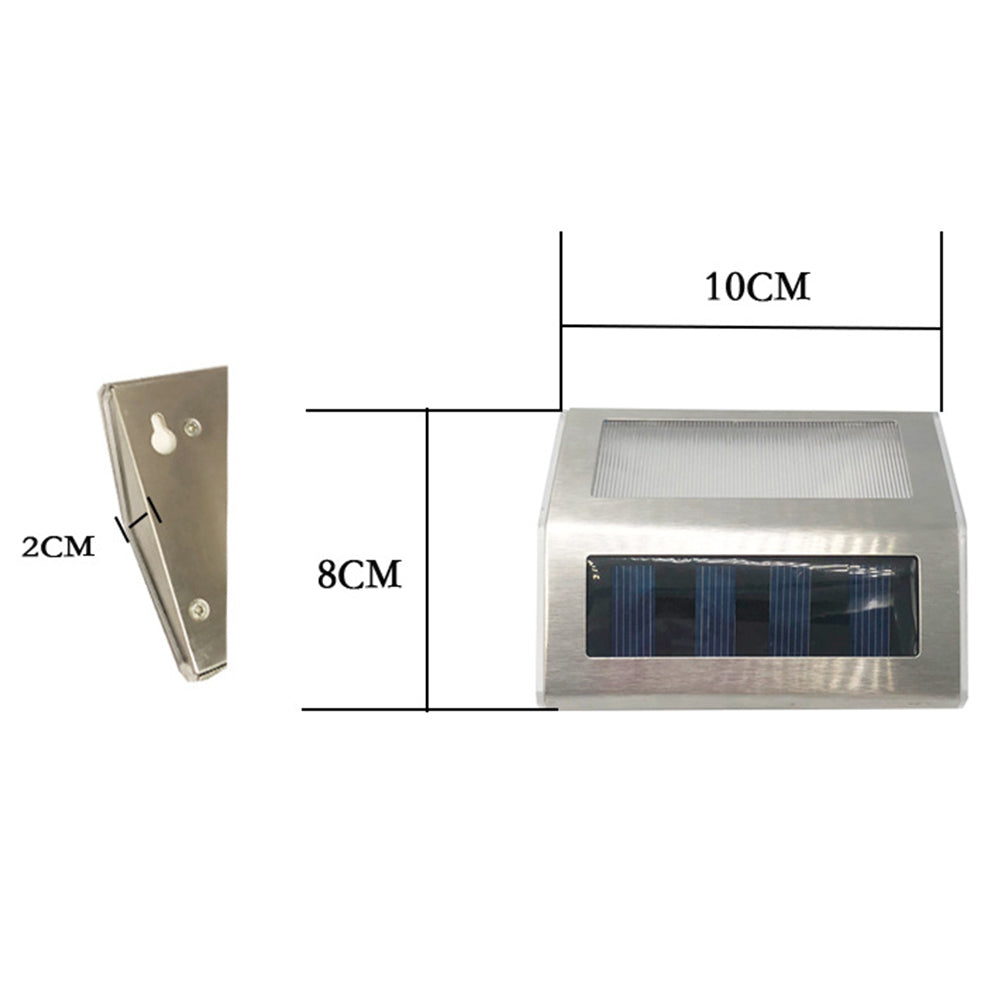 4 Pieces Waterproof Solar Wall Light 3LED Fence Lamp - White