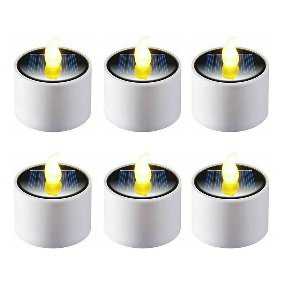 6Pcs Solar Powered LED Flickering Flameless Candle Tea Light Energy Saving Lamp Lantern