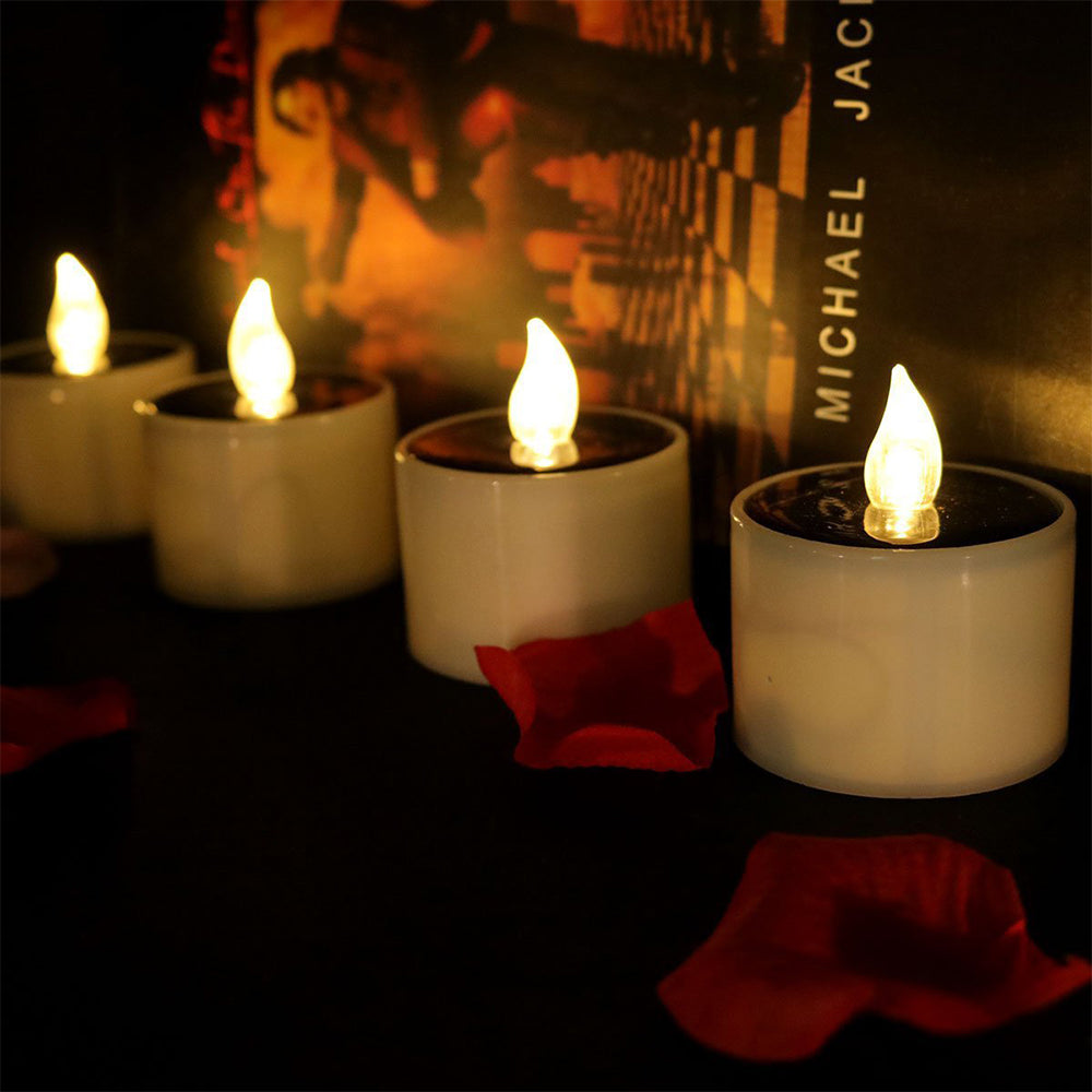 6Pcs Solar Powered LED Flickering Flameless Candle Tea Light Energy Saving Lamp Lantern