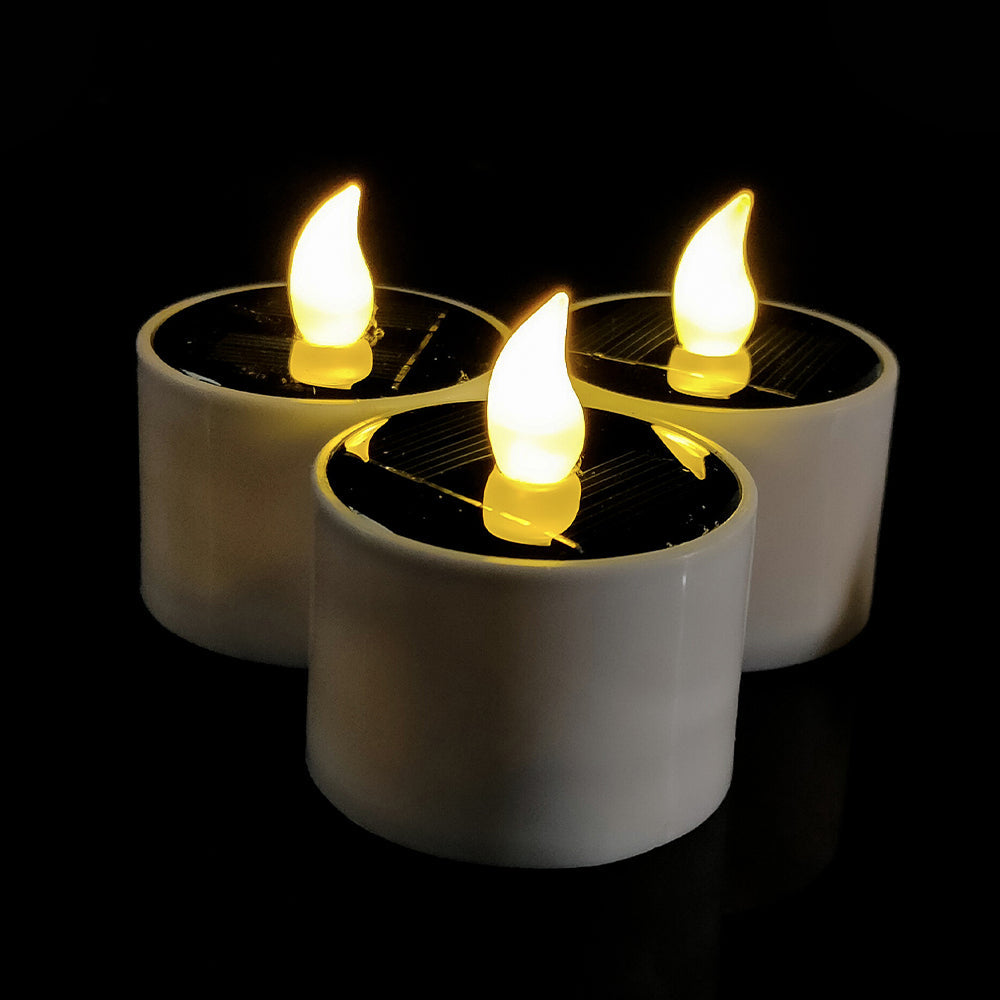 6Pcs Solar Powered LED Flickering Flameless Candle Tea Light Energy Saving Lamp Lantern