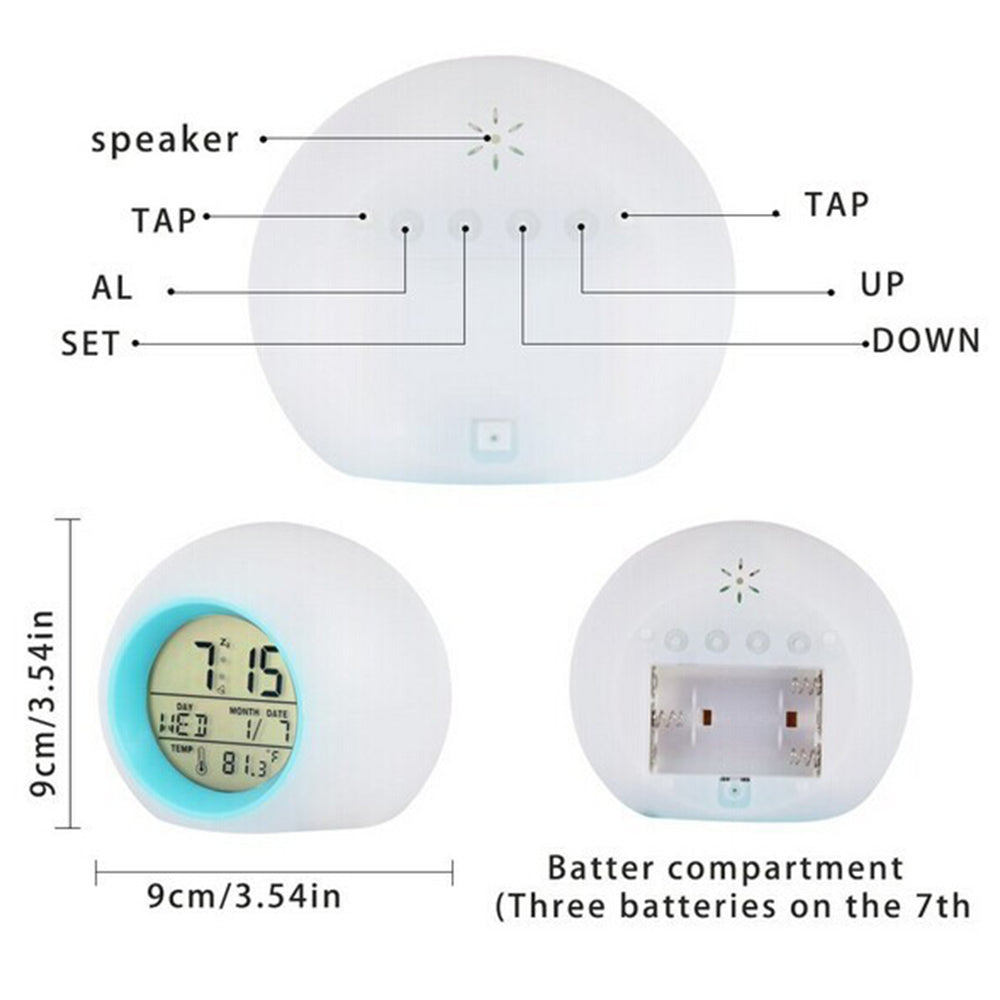 Digital Alarm Clock LED Round Electronic Clocks for Bedroom Home Office Heavy Sleeper