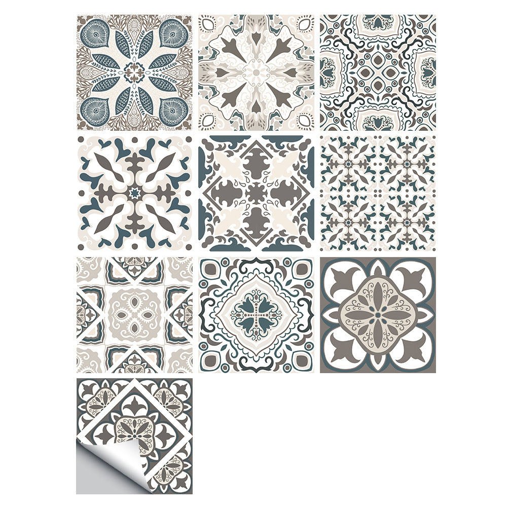 Wall Art 10pcs Moroccan Style Tile Wall Stickers Removable Decorative Kitchen Bathroom Stickers-Style 1