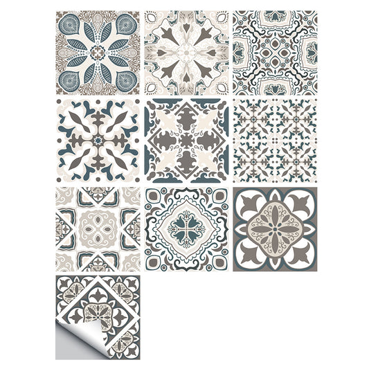 Wall Art 10pcs Moroccan Style Tile Wall Stickers Removable Decorative Kitchen Bathroom Stickers-Style 1