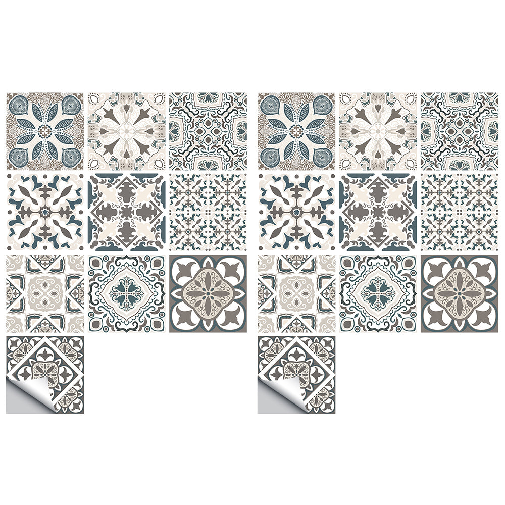 Wall Art 20pcs Moroccan Style Tile Wall Stickers Removable Decorative Kitchen Bathroom Stickers-Style 1