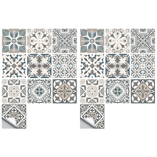 Wall Art 20pcs Moroccan Style Tile Wall Stickers Removable Decorative Kitchen Bathroom Stickers-Style 1