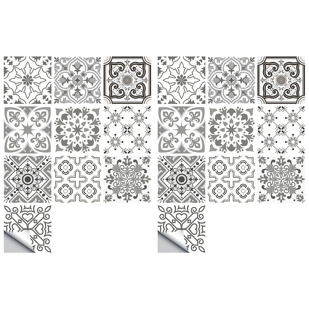 Wall Art 20pcs Moroccan Style Tile Wall Stickers Removable Decorative Kitchen Bathroom Stickers-Style 2