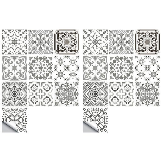 Wall Art 20pcs Moroccan Style Tile Wall Stickers Removable Decorative Kitchen Bathroom Stickers-Style 2