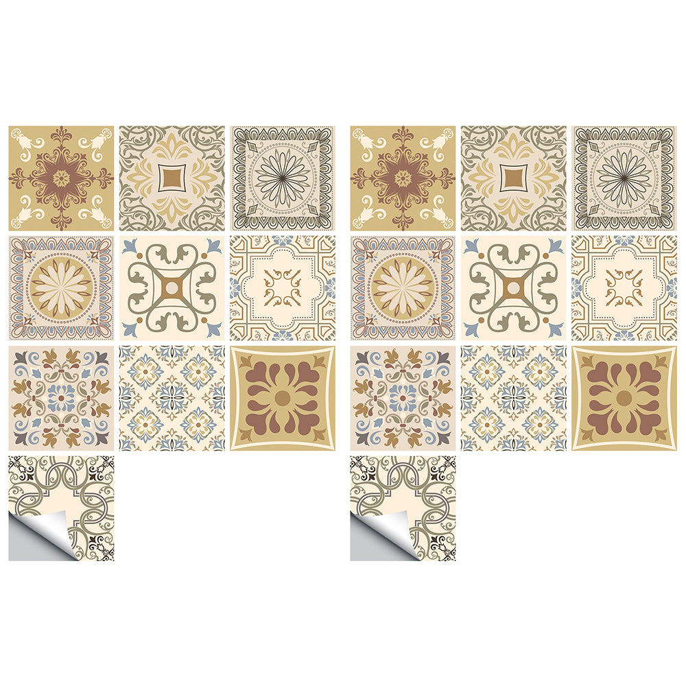Wall Art 20pcs Moroccan Style Tile Wall Stickers Removable Decorative Kitchen Bathroom Stickers-Style 4
