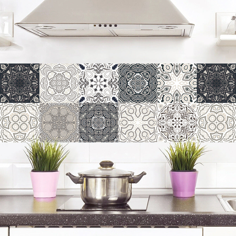 Wall Art 10pcs Moroccan Style Tile Wall Stickers Removable Decorative Kitchen Bathroom Stickers-Style 3