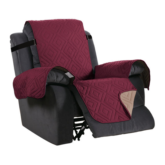 Recliner Chair Cover Water-resistant Reversible Quilted Recliner Chair Cover Sofa Slipcover with Non Slip Strap Couch Protector - Wine Red